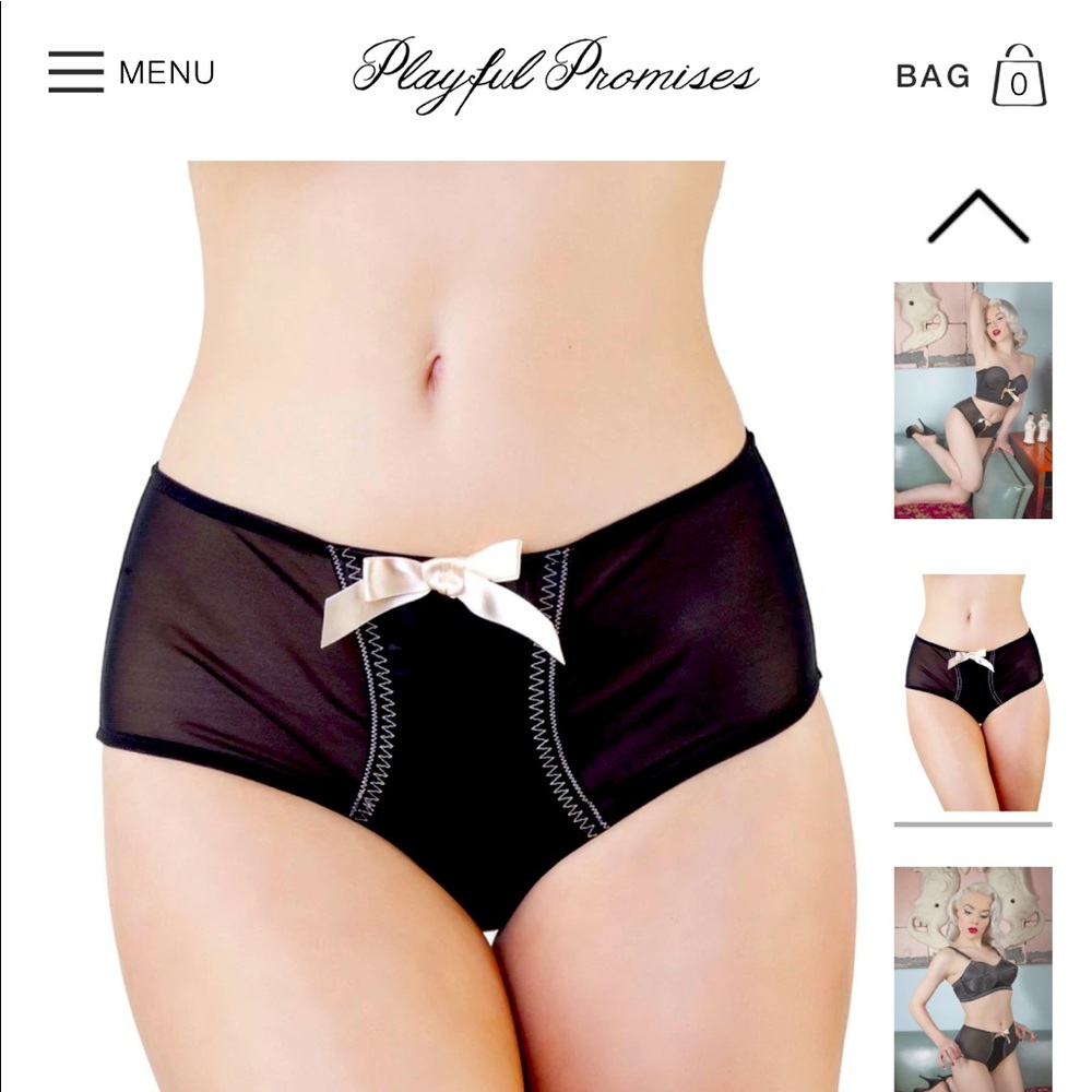 BETTIE PAGE BLACK/PEACH Z STITCH HIGHWAIST BRIEF